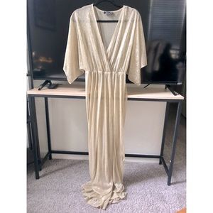 Lulus Midas Sheer Gold Maxi Cover up Dress Small